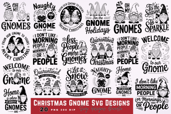 Christmas Gnome SVG Designs Bundle