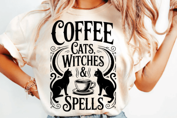 Coffee Cats, Witches Spells SVG Design