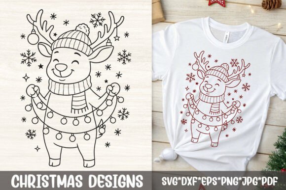 Reindeer with Christmas Lights SVG